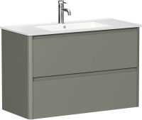 Тумба под раковину без столешницы Allen Brau Gravity 100 2 ящика, матовая олива