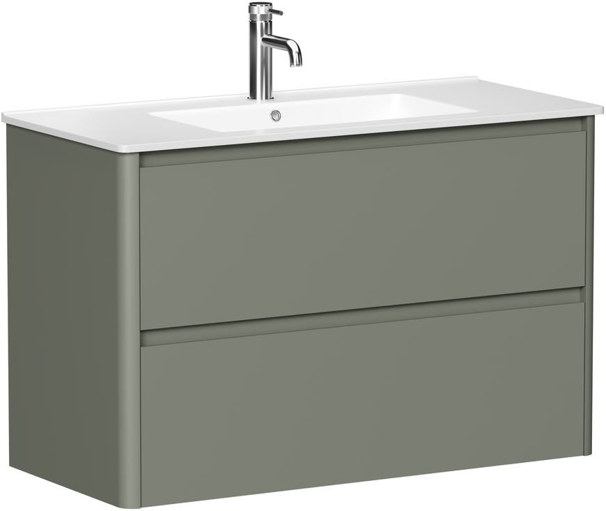 Тумба под раковину без столешницы Allen Brau Gravity 100 2 ящика, матовая олива