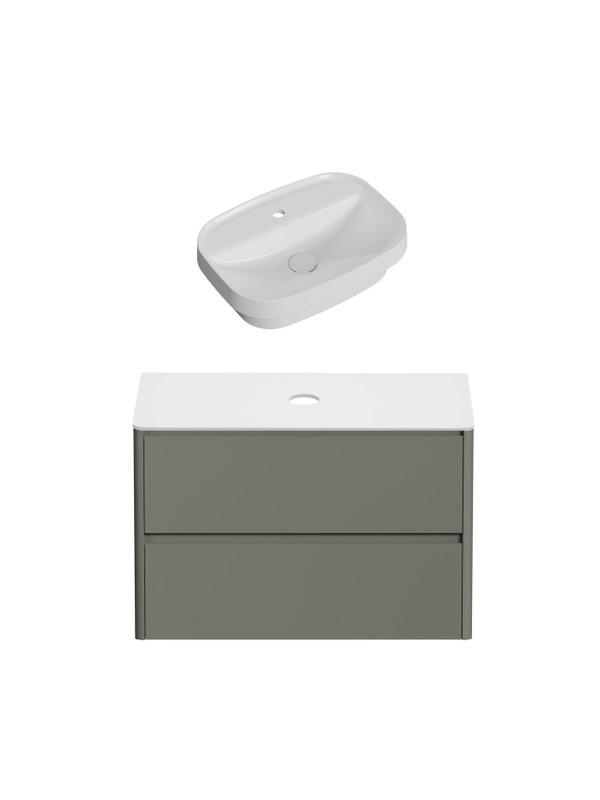Тумба под раковину без столешницы Allen Brau Gravity 100 2 ящика, матовая олива