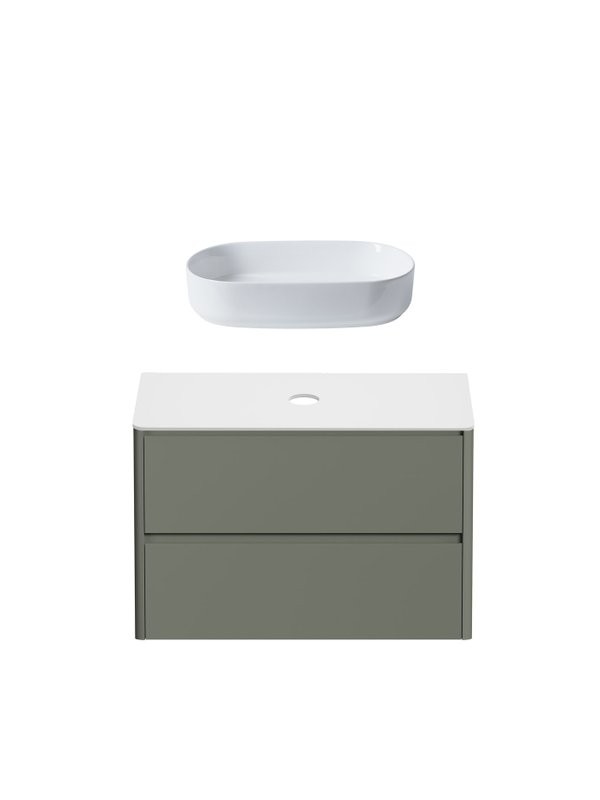 Тумба под раковину без столешницы Allen Brau Gravity 100 2 ящика, матовая олива