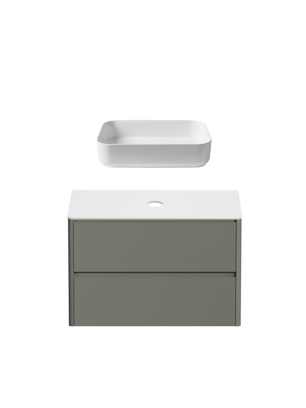 Тумба под раковину без столешницы Allen Brau Gravity 100 2 ящика, матовая олива