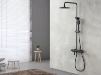 Душевая стойка Lemark Bronx LM3772BL c термостатом, черная
