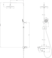 Душевая стойка Lemark Bronx LM3772BL c термостатом, черная
