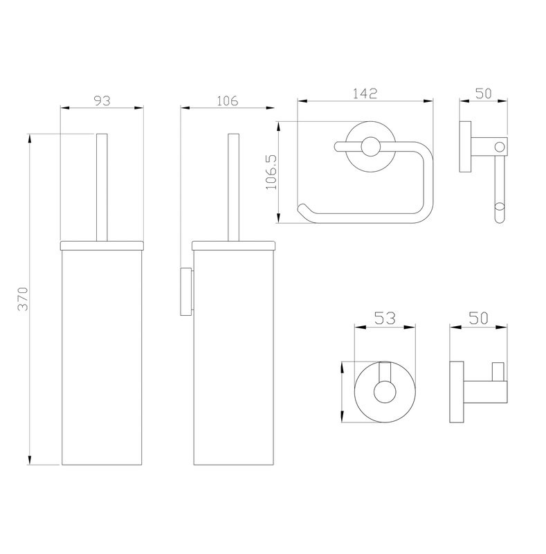 Набор Wonzon & Woghand WW-8100-GM 3 предмета, темный графит