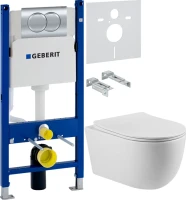 Комплект Унитаз подвесной Vincea Evo + Звукоизоляция Geberit + Инсталляция Duofix Delta 458.149.21.1 с кнопкой смыва, хром