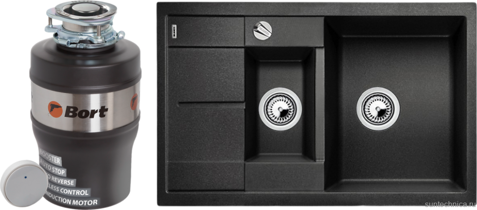 Комплект Мойка Blanco Metra 6 S Compact антрацит + Измельчитель Bort Alligator Mega