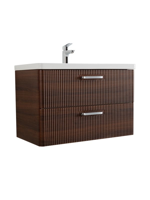 Тумба с раковиной BelBagno Due 80 ручки хром полированный, noce