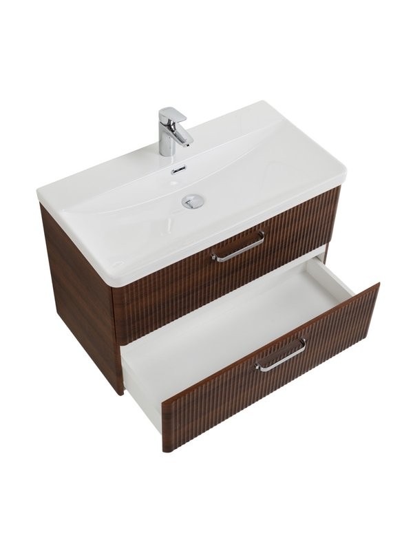 Тумба с раковиной BelBagno Due 80 ручки хром полированный, noce