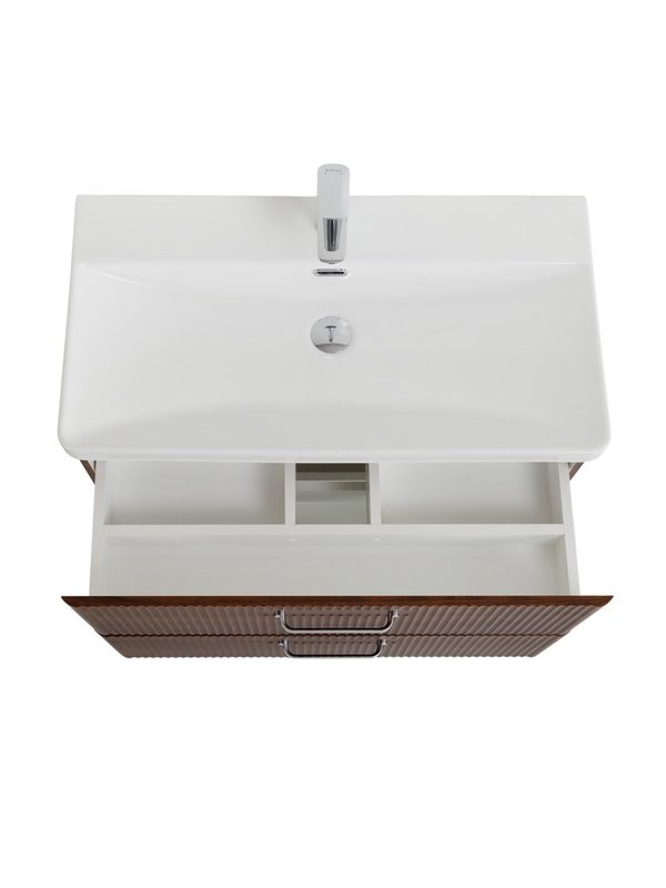 Тумба с раковиной BelBagno Due 80 ручки хром полированный, noce