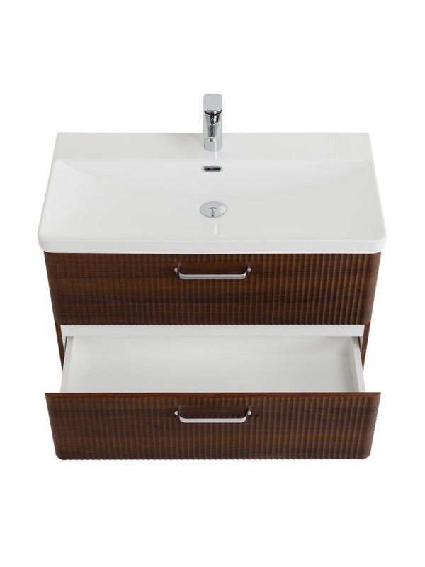 Тумба с раковиной BelBagno Due 80 ручки хром полированный, noce