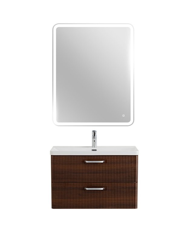 Тумба с раковиной BelBagno Due 80 ручки хром полированный, noce