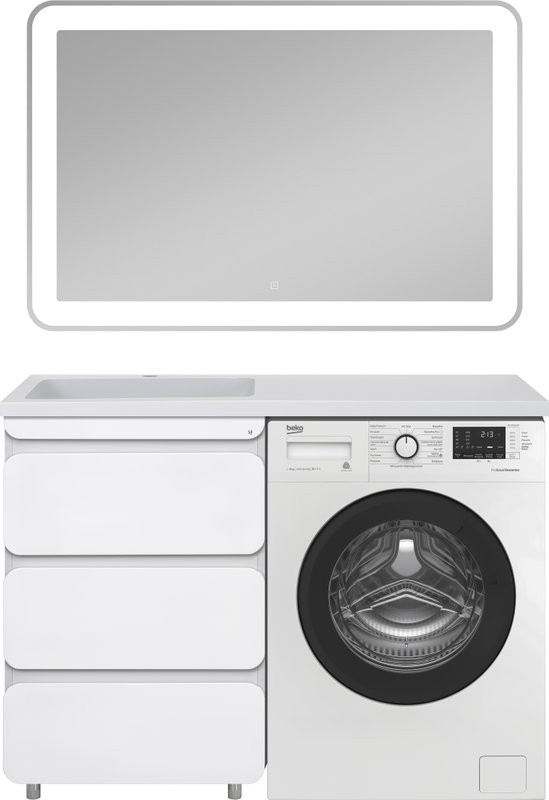 Тумба с раковиной Misty Чегет 120 L, под стиральную машину