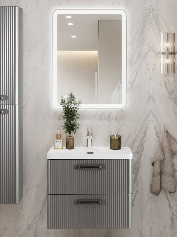 Мебель для ванной комнаты BelBagno Due 50 ручки матовый темный никель, сатин