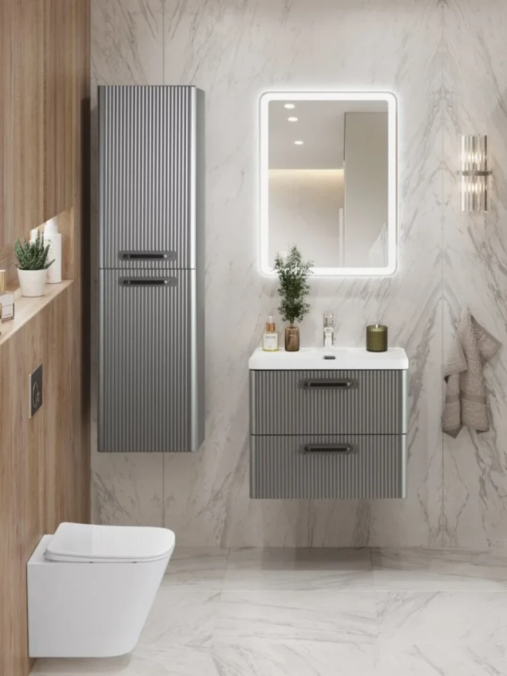 Мебель для ванной комнаты BelBagno Due 50 ручки матовый темный никель, сатин
