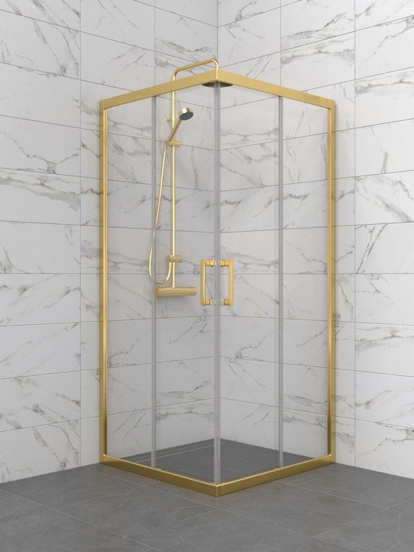 Душевой уголок Triton Фикс 90x90 см, без поддона, профиль профиль матовое золото