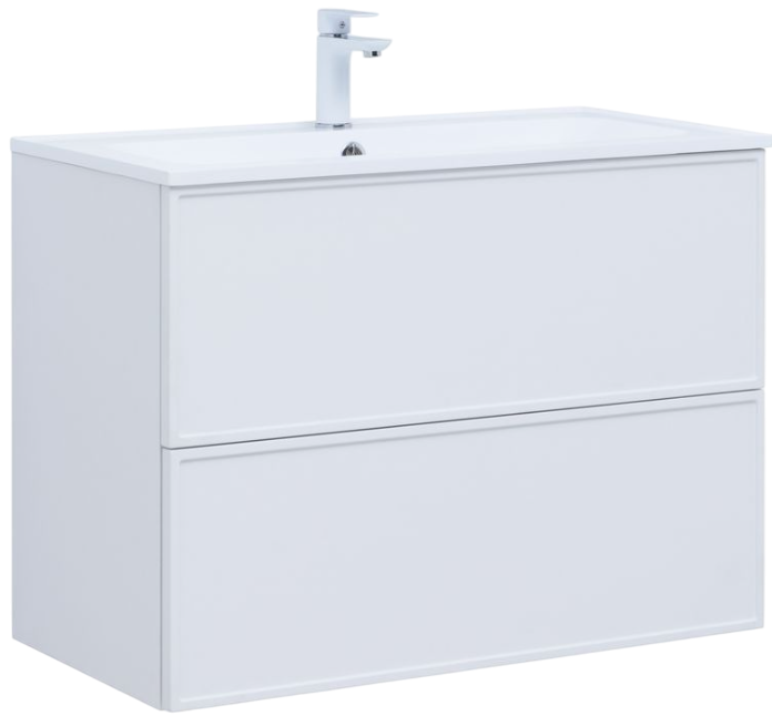 Тумба с раковиной Aquanet Арт 90 подвесная, белая матовая