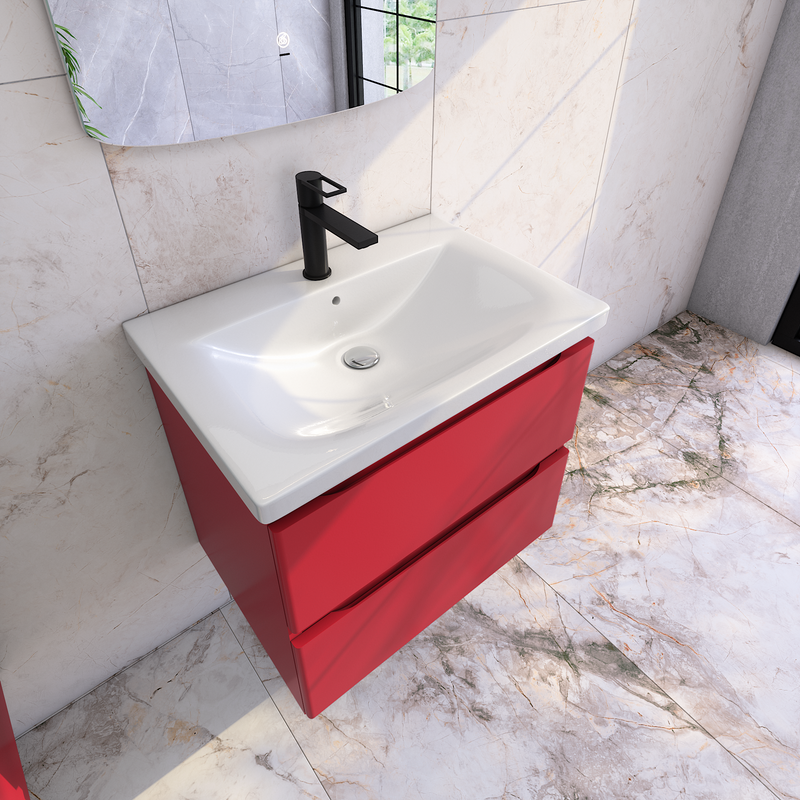 Тумба с раковиной Caprigo Forte 65 подвесная, красная