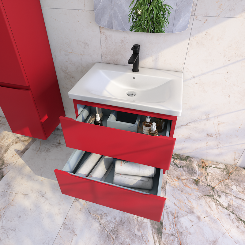 Тумба с раковиной Caprigo Forte 65 подвесная, красная