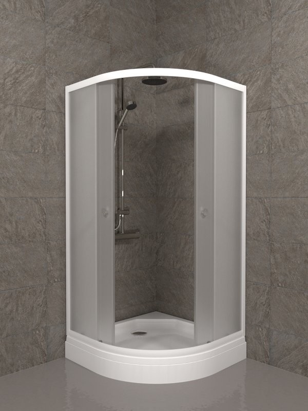 Душевой уголок Triton Вельвет А 90х90 см, с поддоном, профиль матовый белый, стекло матовое