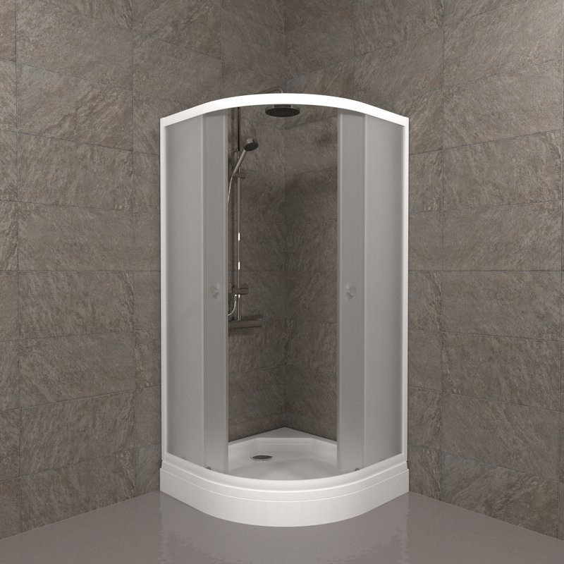 Душевой уголок Triton Вельвет А 90х90 см, с поддоном, профиль матовый белый, стекло матовое