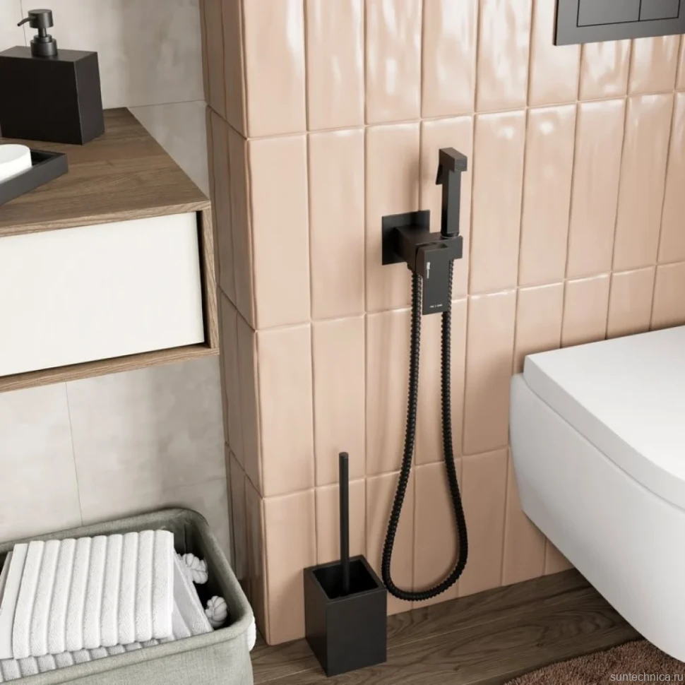 Гигиенический душ Wasserkraft A71638 со смесителем, С ВНУТРЕННЕЙ ЧАСТЬЮ, черный