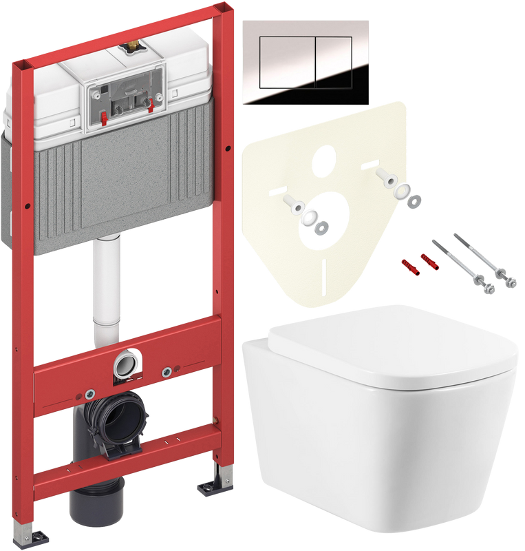 Комплект Унитаз подвесной BelBagno Albano + Крышка BB120SC с микролифтом + Инсталляция TECE Now 9400412 4 в 1 с кнопкой смыва