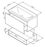 Тумба с раковиной AM.PM Gem 75 белый глянец, с 1 ящиком