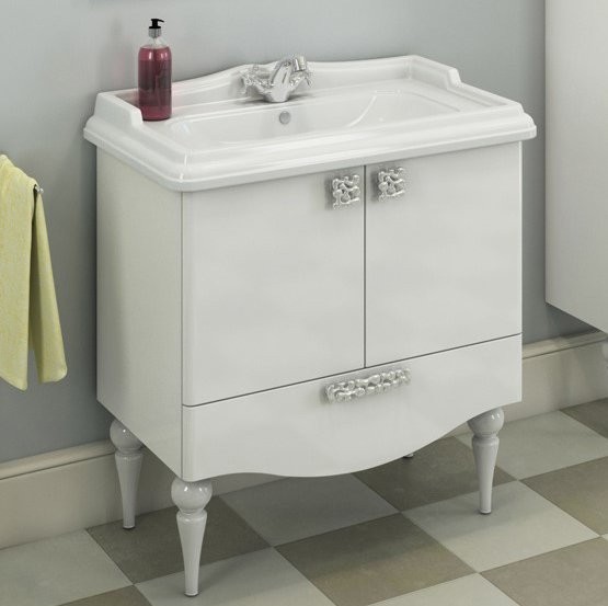Тумба с раковиной Comforty Монако 80-1 напольная, белый глянец