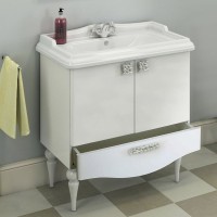 Тумба с раковиной Comforty Монако 80-1 напольная, белый глянец