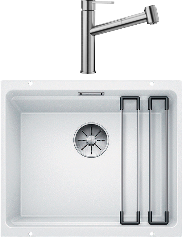 Комплект Мойка Blanco Etagon 500-U 522231 белая + Смеситель Ambis-S 523119