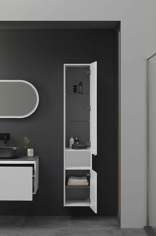 Шкаф пенал для ванной Allen Brau Infinity 35 R подвесной, белый матовый