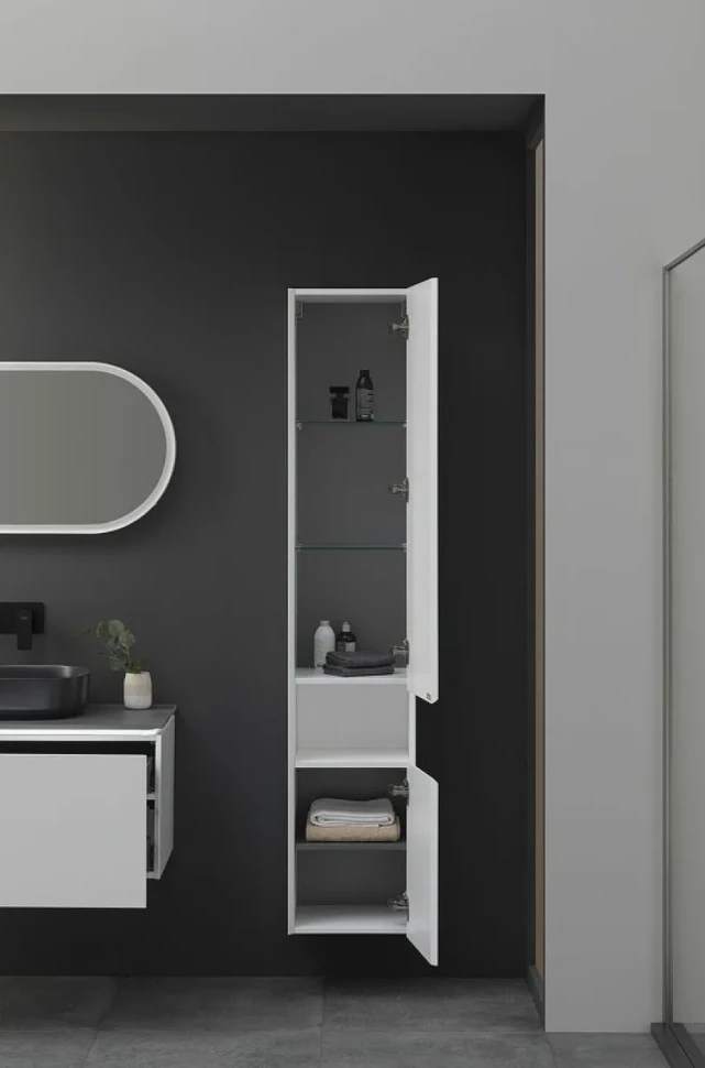 Шкаф пенал для ванной Allen Brau Infinity 35 R подвесной, белый матовый