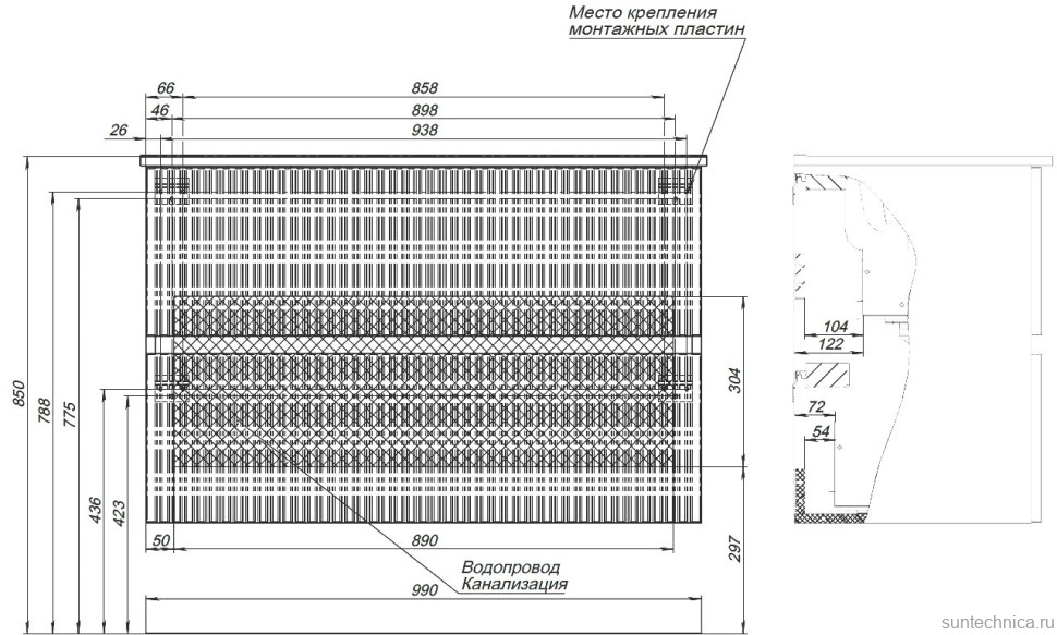 Тумба под раковину без столешницы Aquanet Джейн 100 подвесной, белая матовая