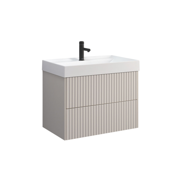 Тумба с раковиной Belux Сиртаки 70 подвесная, светлый миндаль матовый