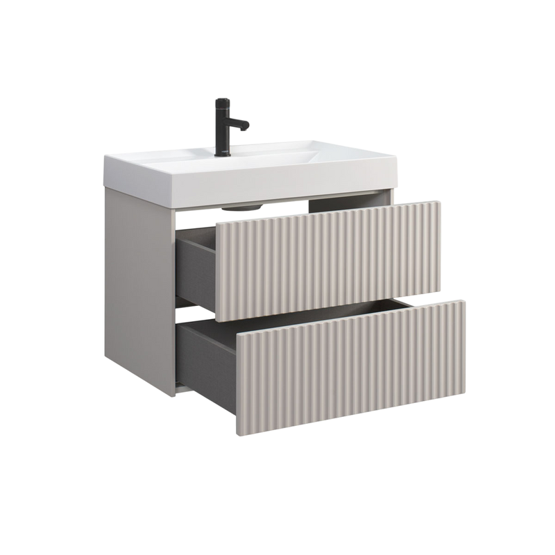 Тумба с раковиной Belux Сиртаки 70 подвесная, светлый миндаль матовый