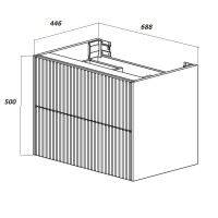 Тумба с раковиной Belux Сиртаки 70 подвесная, светлый миндаль матовый