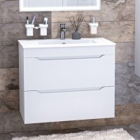 Тумба под раковину без столешницы Aquanet Практика 80 2 ящика, белая матовая