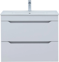 Тумба под раковину без столешницы Aquanet Практика 80 2 ящика, белая матовая
