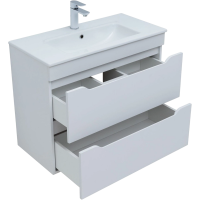 Тумба под раковину без столешницы Aquanet Практика 80 2 ящика, белая матовая