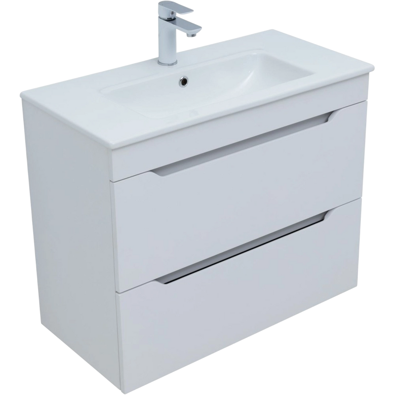 Тумба под раковину без столешницы Aquanet Практика 80 2 ящика, белая матовая
