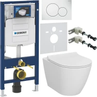 Комплект Унитаз подвесной VitrA Sanibelle 7551B003-0075 безободковый + Крышка 801-003-019 с микролифтом + Инсталляция Geberit Duofix UP 320 111.300.00.5 + Кнопка Sigma 01 115.770.11.5 белая + Крепления 111.815.00.1 к стене + Звукоизоляция