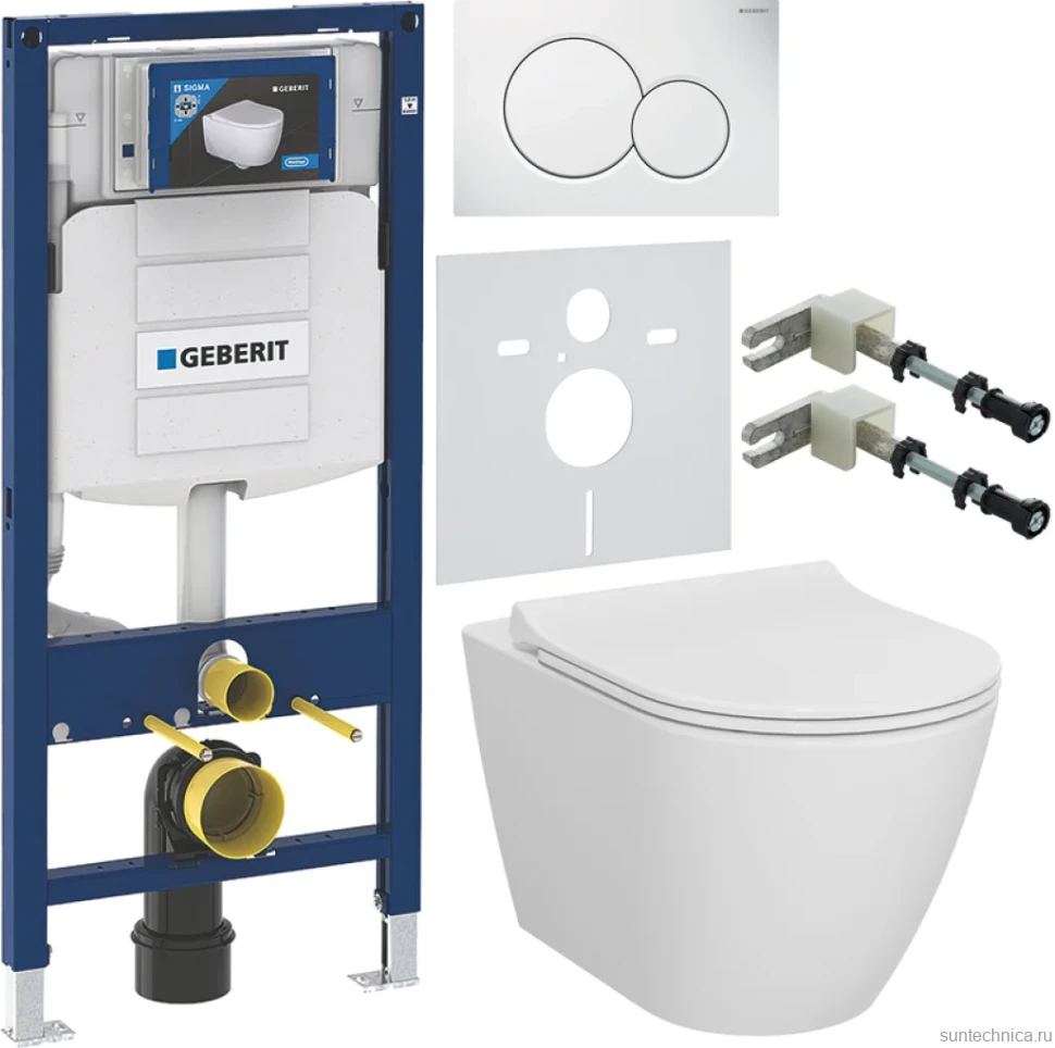 Комплект Унитаз подвесной VitrA Sanibelle 7551B003-0075 безободковый + Крышка 801-003-019 с микролифтом + Инсталляция Geberit Duofix UP 320 111.300.00.5 + Кнопка Sigma 01 115.770.11.5 белая + Крепления 111.815.00.1 к стене + Звукоизоляция