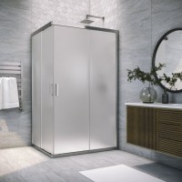 Душевой уголок Vegas Glass ZA-F Tur Novo h1900 100*80 08 10 профиль глянцевый хром, стекло сатин