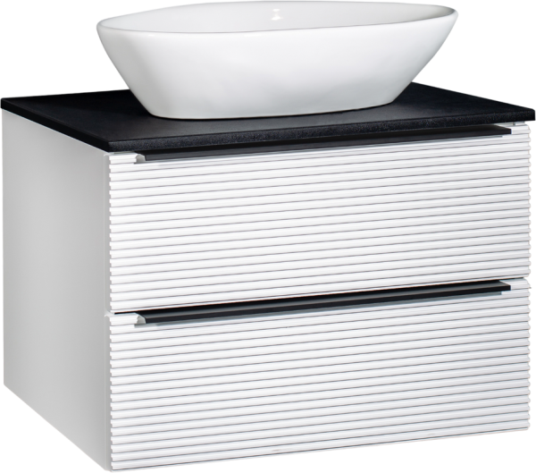 Тумба с раковиной Runo Орлеан 70 белая матовая, черная, раковина Terzo 60
