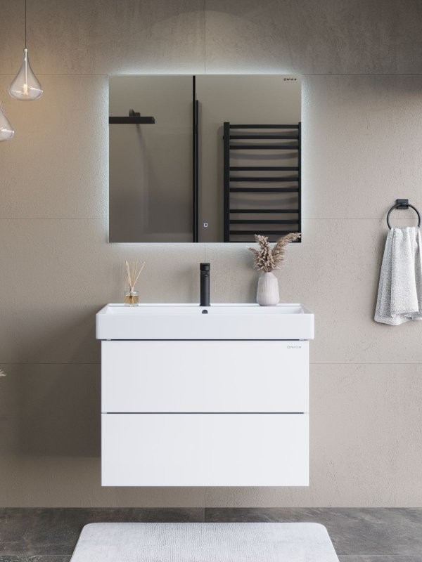 Тумба Onika Эсквана 80 подвесная, белая (ум. Вилис 80)