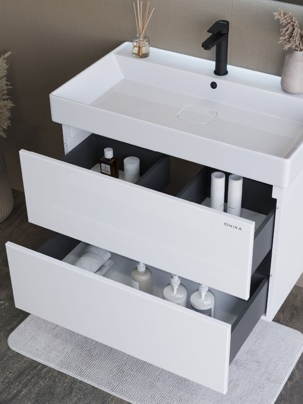 Тумба Onika Эсквана 80 подвесная, белая (ум. Вилис 80)