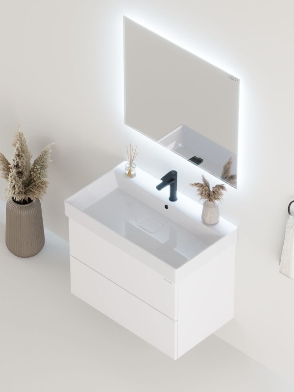 Тумба Onika Эсквана 80 подвесная, белая (ум. Вилис 80)