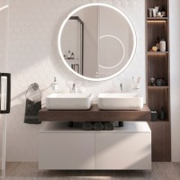 Зеркало круглое STWORKI Мальмё 100 с подсветкой, сенсор на зеркале, круглое, настенное, российское