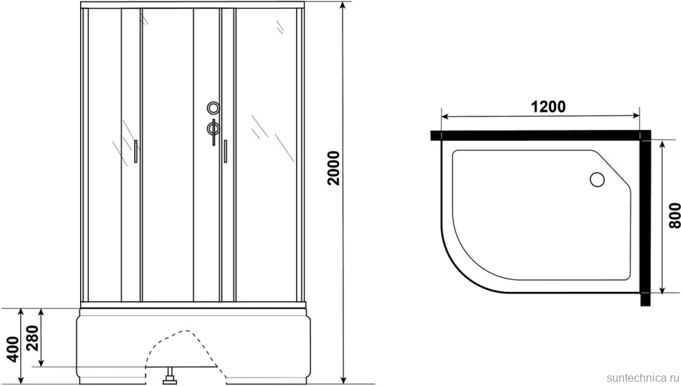 Душевая кабина Niagara Classic NG-2310-14RBKG 120х80 см, без крыши, с гидромассажем