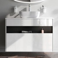 Тумба с раковиной AM.PM Func 100 белый глянец, со столешницей, раковина M8FWCC10450WG